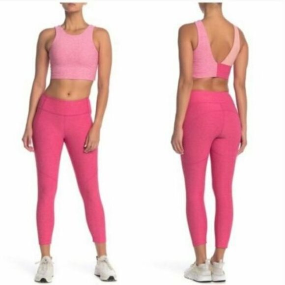 Outdoor Voices Flamingo Pink Crop Warm Up Leggings - Picture 4 of 10